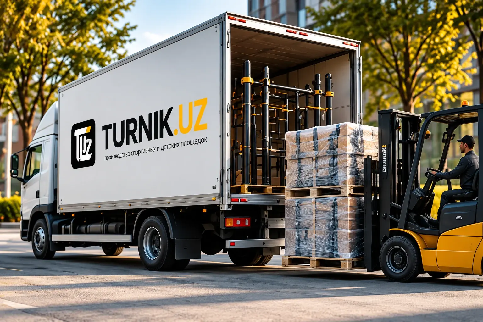 Погрузка оборудования в грузовик TURNIK.UZ
