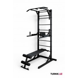 Flash Plus со скамьей — мобильный многофункциональный турник-брусья со шведской стенкой