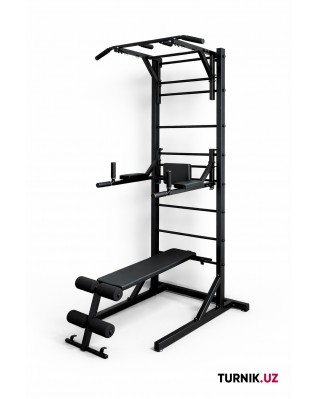 Flash Plus со скамьей — мобильный многофункциональный турник-брусья со шведской стенкой