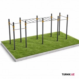 Комплекс с рукоходом классическим двухуровневым и 6 турников "Диксон"