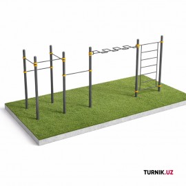 Комплекс с рукоходом-змейка, шведской стенкой, четыре турника классического хвата "Ковдор"